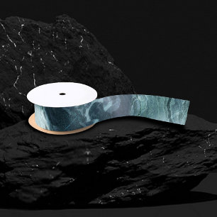 Ruban En Satin Agate Turquoise cristallisée Pierre marbrée noir