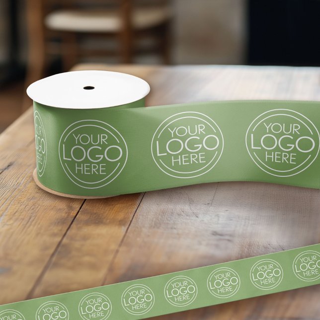Ruban En Satin Ajouter un logo pour l'image de marque verte (Custom Ribbon - Add your logo for business branding and choose a size)