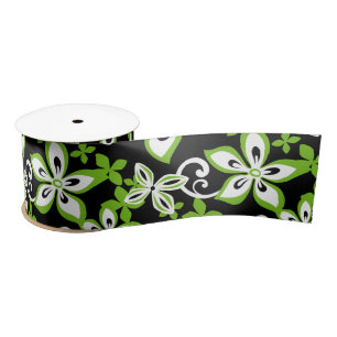RUBAN EN SATIN ALOHA HAWAII (NOIR/LIME) SATIN RIBBON