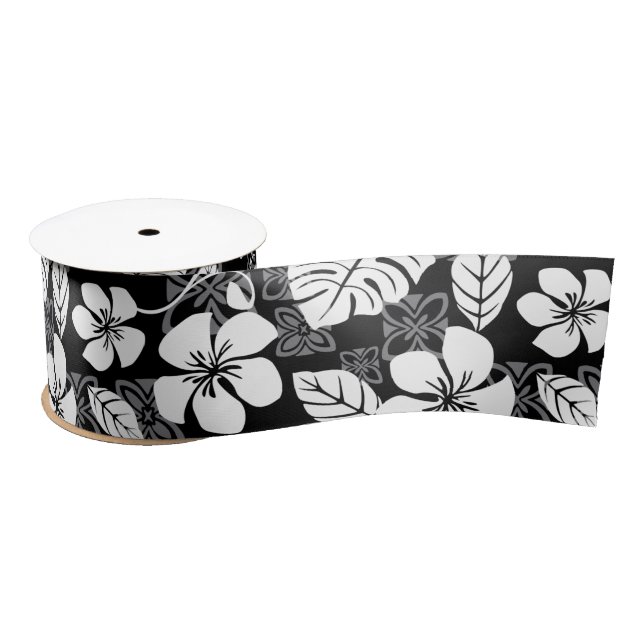 RUBAN EN SATIN ALOHA VENDREDI (NOIR) (Bobine)