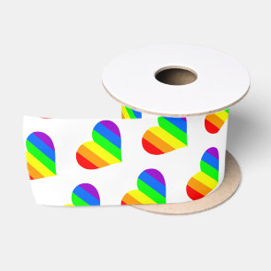 Ruban En Satin Amant de cœur arc-en-ciel