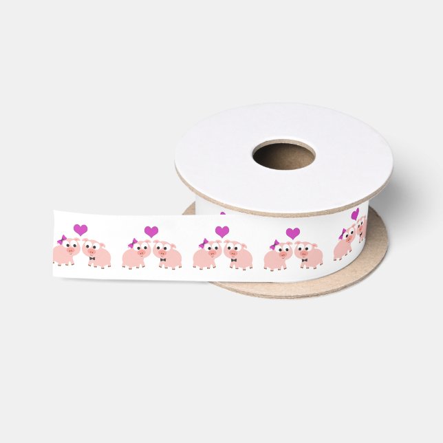 Ruban En Satin Amour de Cochon Mignon (Bobine)