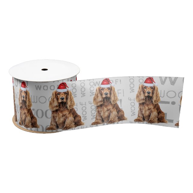 Ruban En Satin Amoureux de chiens drôles Cocker Spaniel Noël (Bobine)