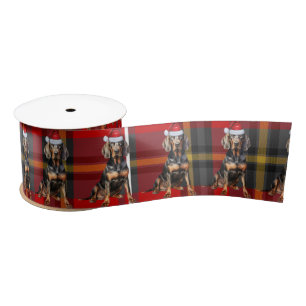 Ruban En Satin Amoureux des chiens BT Coonhound Rouge Vert Plaid 