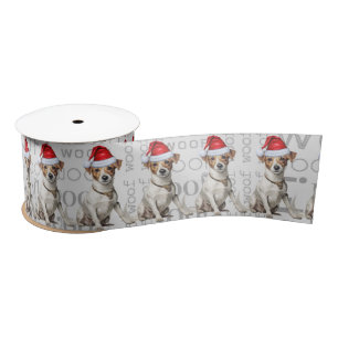 Ruban En Satin Amusant chien de vacances Jack Russell Noël