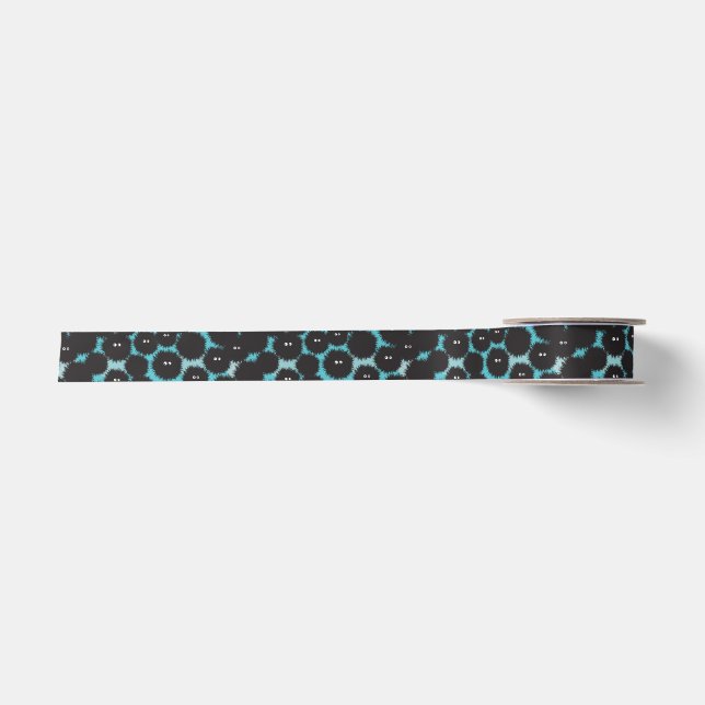 Ruban En Satin Amusant monstres noirs moelleux (Devant)