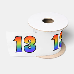 Ruban En Satin Amusant, motif arc-en-ciel "13" Numéro d'événement