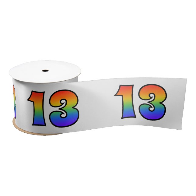 Ruban En Satin Amusant, motif arc-en-ciel "13" Numéro d'événement (Bobine)
