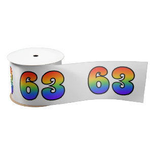 Ruban En Satin Amusant, motif arc-en-ciel "63" Numéro d'événement