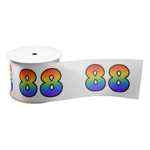 Ruban En Satin Amusant, motif arc-en-ciel "88" Numéro d'événement