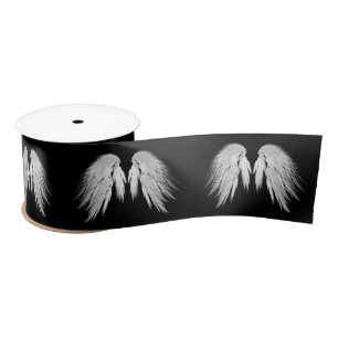 Ruban En Satin ANGEL WINGS Black Personnalisable