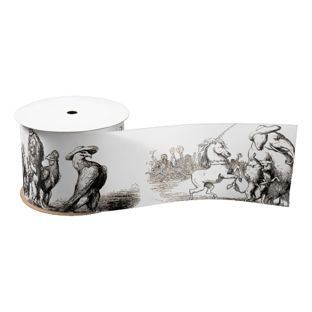 Ruban En Satin Animal Cute Art Unicorn Elephant Lion Zoo (Bobine)