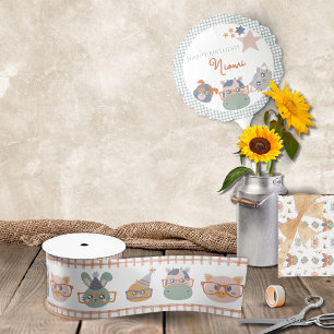 Ruban En Satin Animal de ferme Anniversaire Fête Vache Pig Bunny