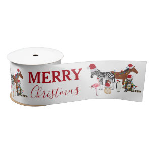 Ruban En Satin Animaux de Noël mignons et amusants Chapeaux de No