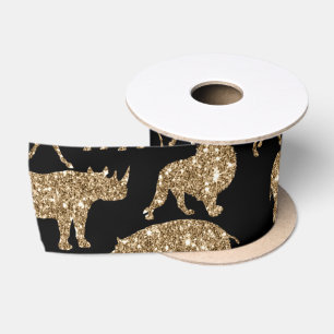 Ruban En Satin Animaux Sauvages Safari Élégant Paillettes Brillan
