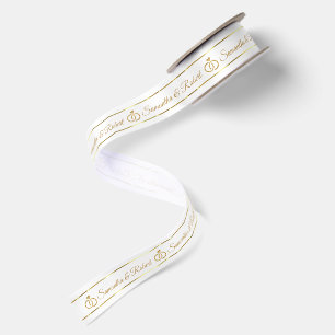 Ruban En Satin Anneaux de mariage en or Typographie en or Bandes