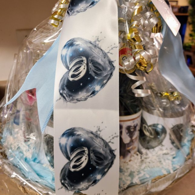 Ruban En Satin Anneaux mariages et coeur en argent cristal (Créateur téléchargé)