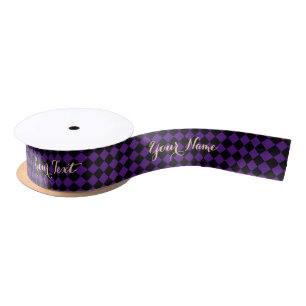 Ruban En Satin Anniversaire d'Halloween violet arlequin noir Moti