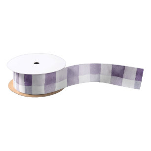Ruban En Satin Anniversaire Féminin Violet Blanc Carreaux Rayures