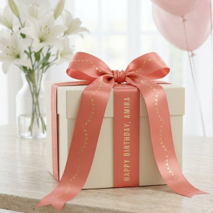 Ruban En Satin Anniversaire Fille Oie Folle Pinson Or Corail