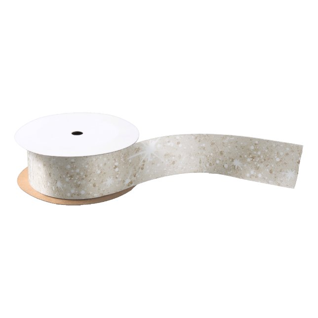 Ruban En Satin Anniversaire Paillettes Sable Crème (Bobine)