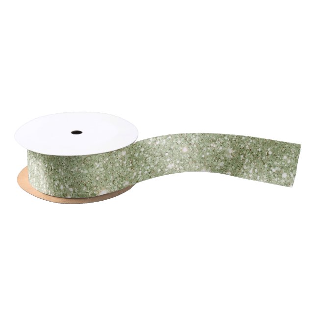Ruban En Satin Anniversaire Paillettes Vert Avocat Chic (Bobine)