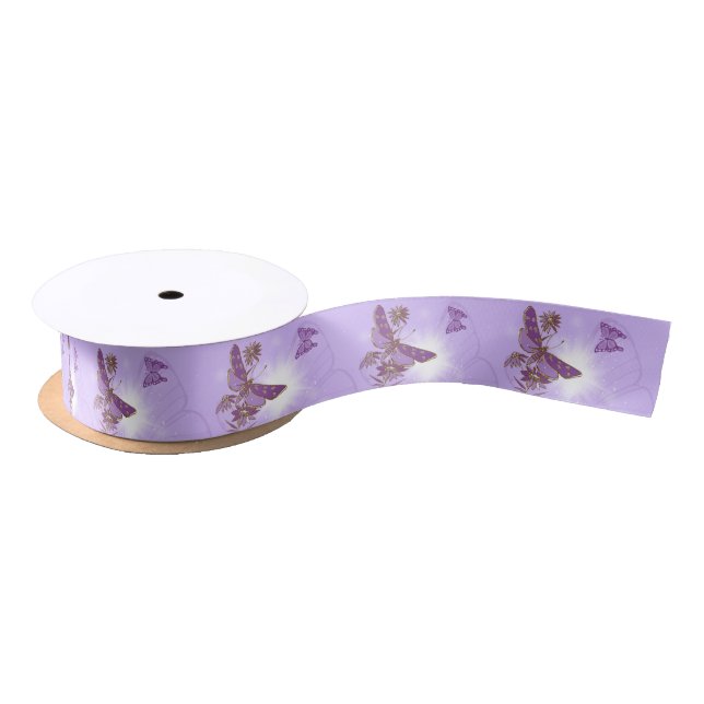 Ruban En Satin Anniversaire Papillon Violet (Bobine)