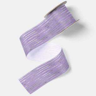 Ruban En Satin Anniversaire Rayures Argent Violet Lavande