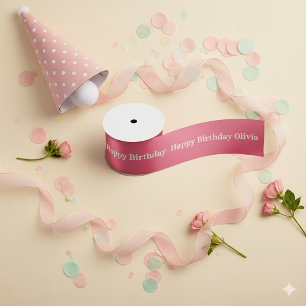 Ruban En Satin Anniversaire Rose profonde fille heureux Anniversa