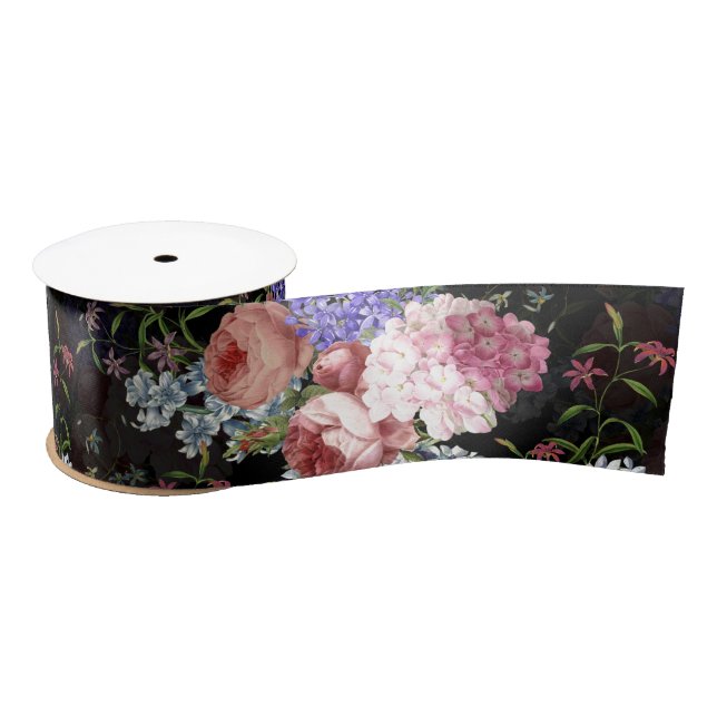 Ruban En Satin Antique Nostalgale Redouté Roses et Lilacs (Bobine)