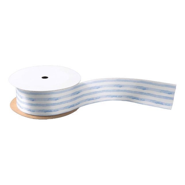 Ruban En Satin Aquarelle Bleue Bleue Bouton (Bobine)