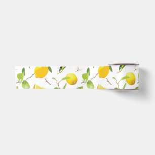 Ruban En Satin Aquarelle Citron & Feuilles 2