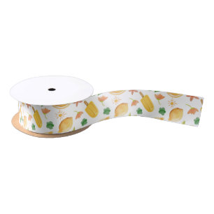 Ruban En Satin Aquarelle Citrons & Popsicules Ruban Satin Été
