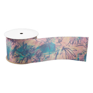 Ruban En Satin Aquarelle colorée Abstraite motif floral