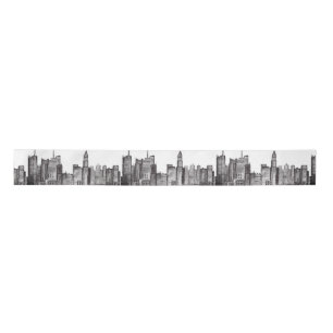 Ruban En Satin Aquarelle de la ville de New York Manhattan skylin