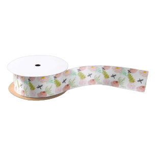 Ruban En Satin Aquarelle de roses de libellules florale