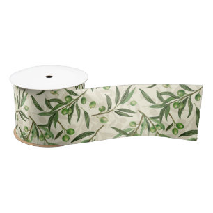 Ruban En Satin Aquarelle des branches d'olive