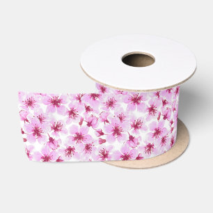 Ruban En Satin Aquarelle en fleurs de cerisier