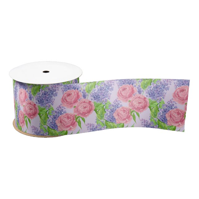 Ruban En Satin Aquarelle et lilas (Bobine)