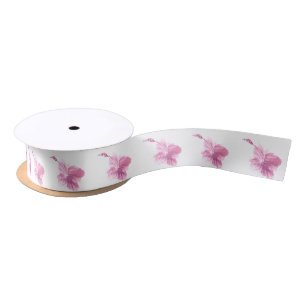 Ruban En Satin Aquarelle Floral Hibiscus Rose Tropical Verdure