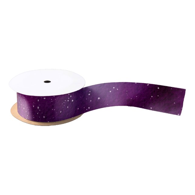 Ruban En Satin Aquarelle Galaxies rose violet (Bobine)