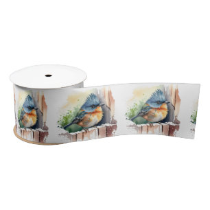 Ruban En Satin Aquarelle mignonne Bird
