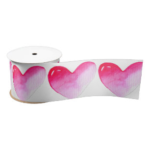 Ruban En Satin Aquarelle rose et rouge coeur pop art valentine