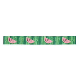 Ruban En Satin Aquarelle rose et vert Motif de pastèque