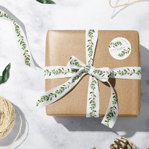 Ruban En Satin Aquarelle Végétation hivernale Noël moderne