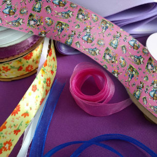 Ruban En Satin Aquarelle vintage violet Fleurs de lapin de Pâques