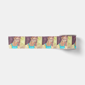 Ruban En Satin Aquarelle "Ziggy the Dog in Overalls"
