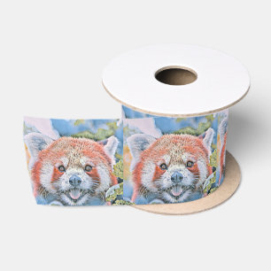 Ruban En Satin Aquarelles - Panda rouge