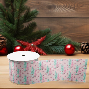 Ruban En Satin Arbre de Noël rose bleu Aqua