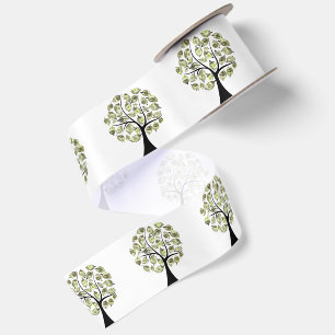 Ruban En Satin Arbres à argent sur fond blanc